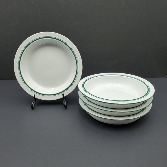 Dansk Christianshavn Green Rim Soup Bowls Dansk Bistro Green Band Soup Bowls - Picture 2 of 7